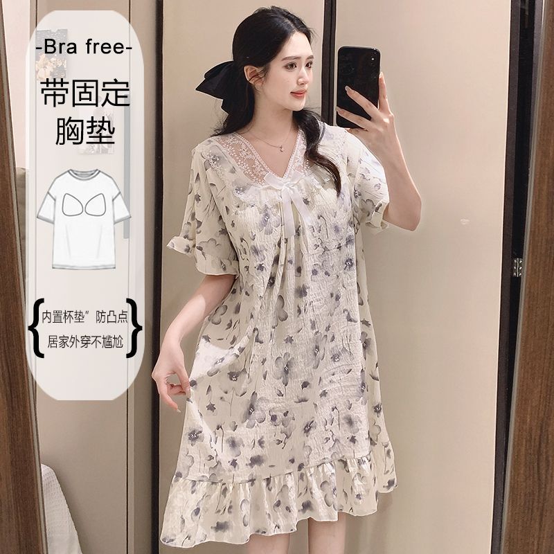 Textiles For Home - Plus Size Sweet Floral Print Nightgown