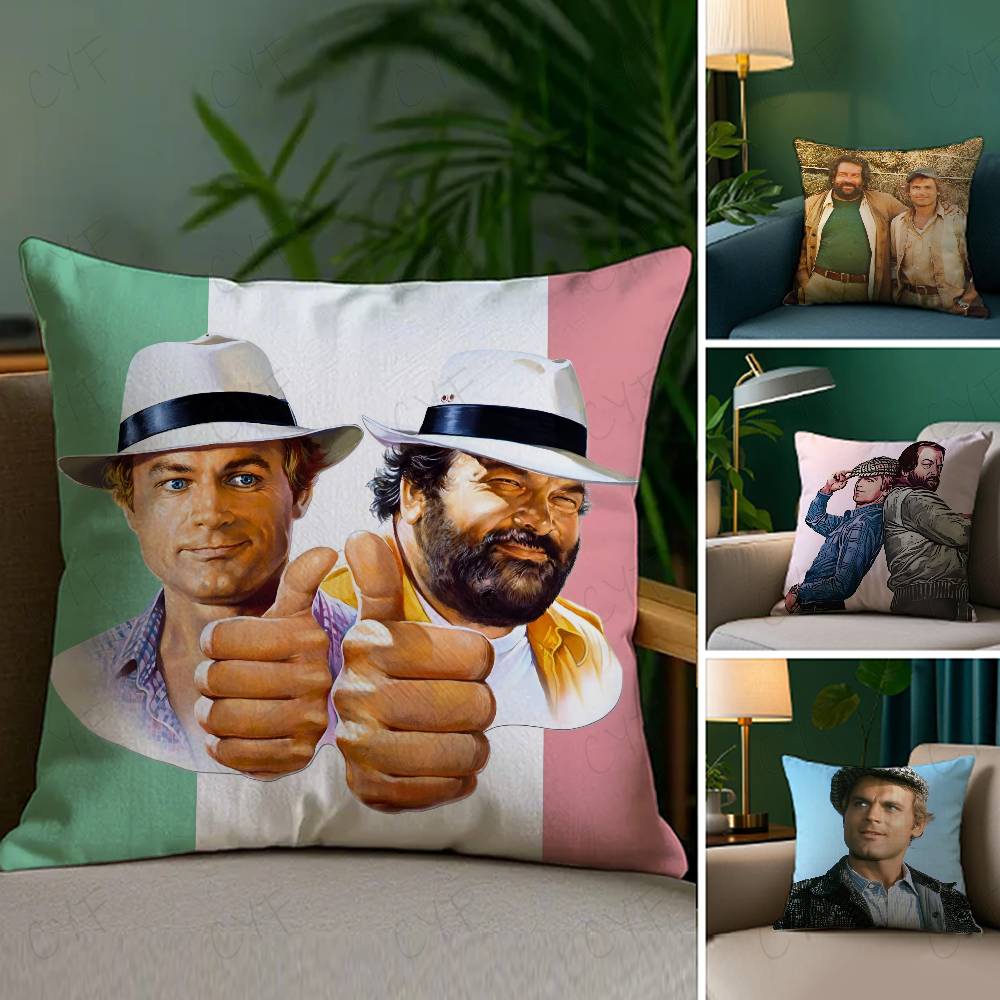 Home Textiles Photos - T-Terence Hill And Bud S-Spencer Pillow