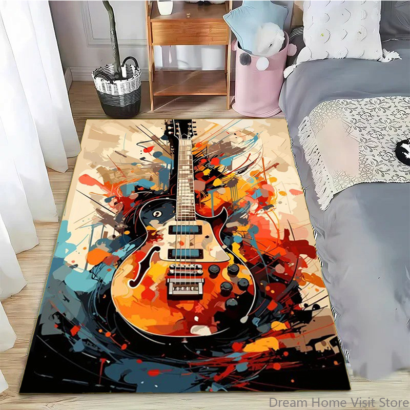 Home Textiles Plaid - Abstract Art Musical Instruments Rug Print