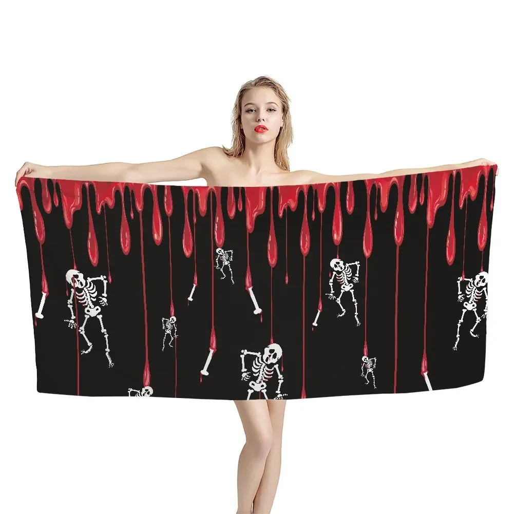 Home Textiles Face Towel - Halloween Home Decor Bleeding Skull Print
