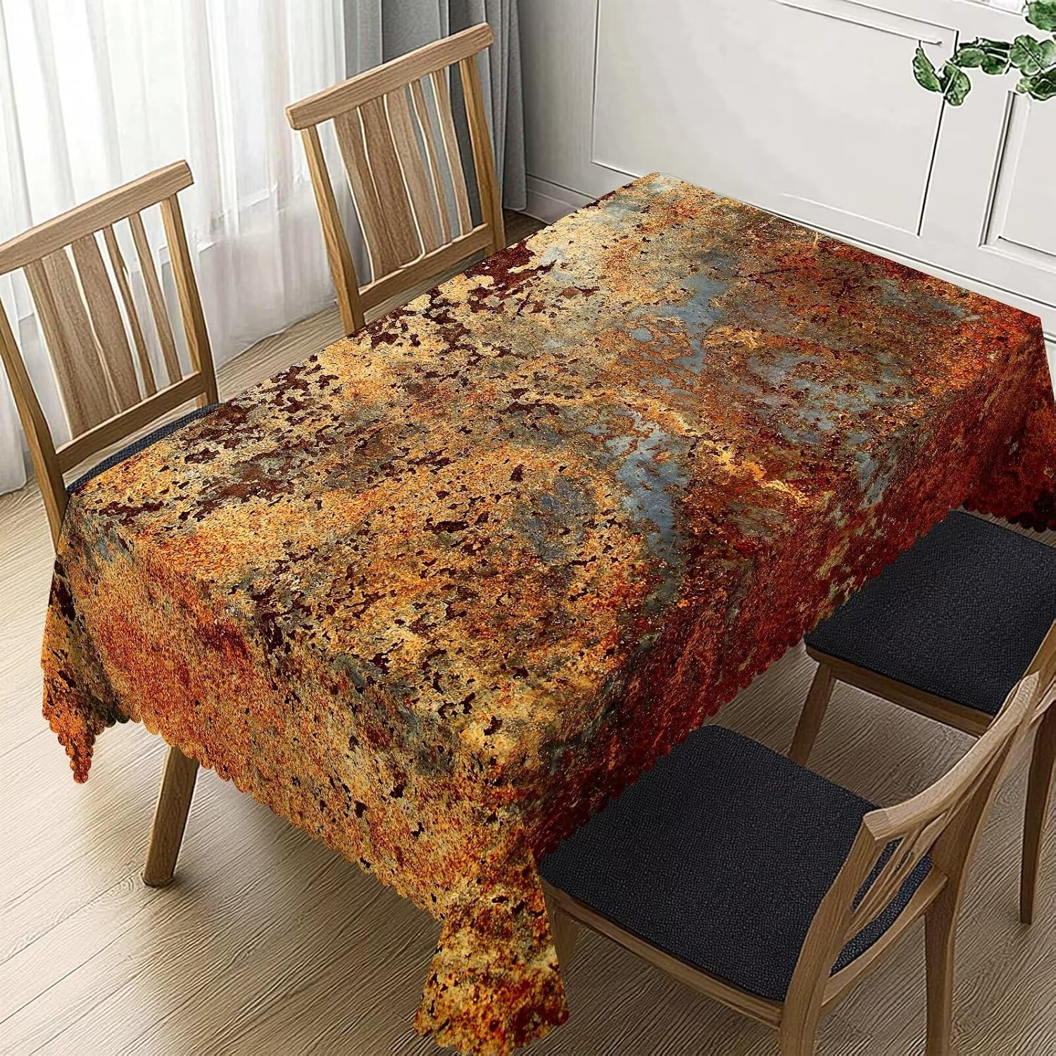 Home Textiles Industry - Industrial Brown Rust Metal Tablecloth Cinnamon
