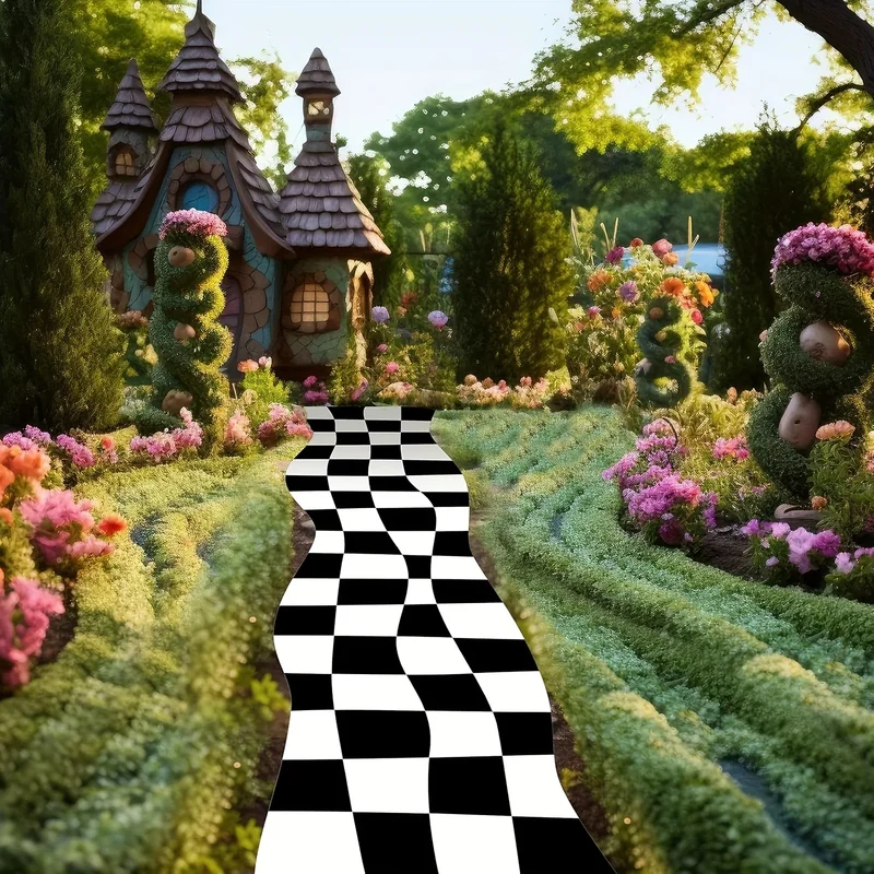 Home Textiles Plaid - VIKAMA Black White Checkered Rug, Fairyland