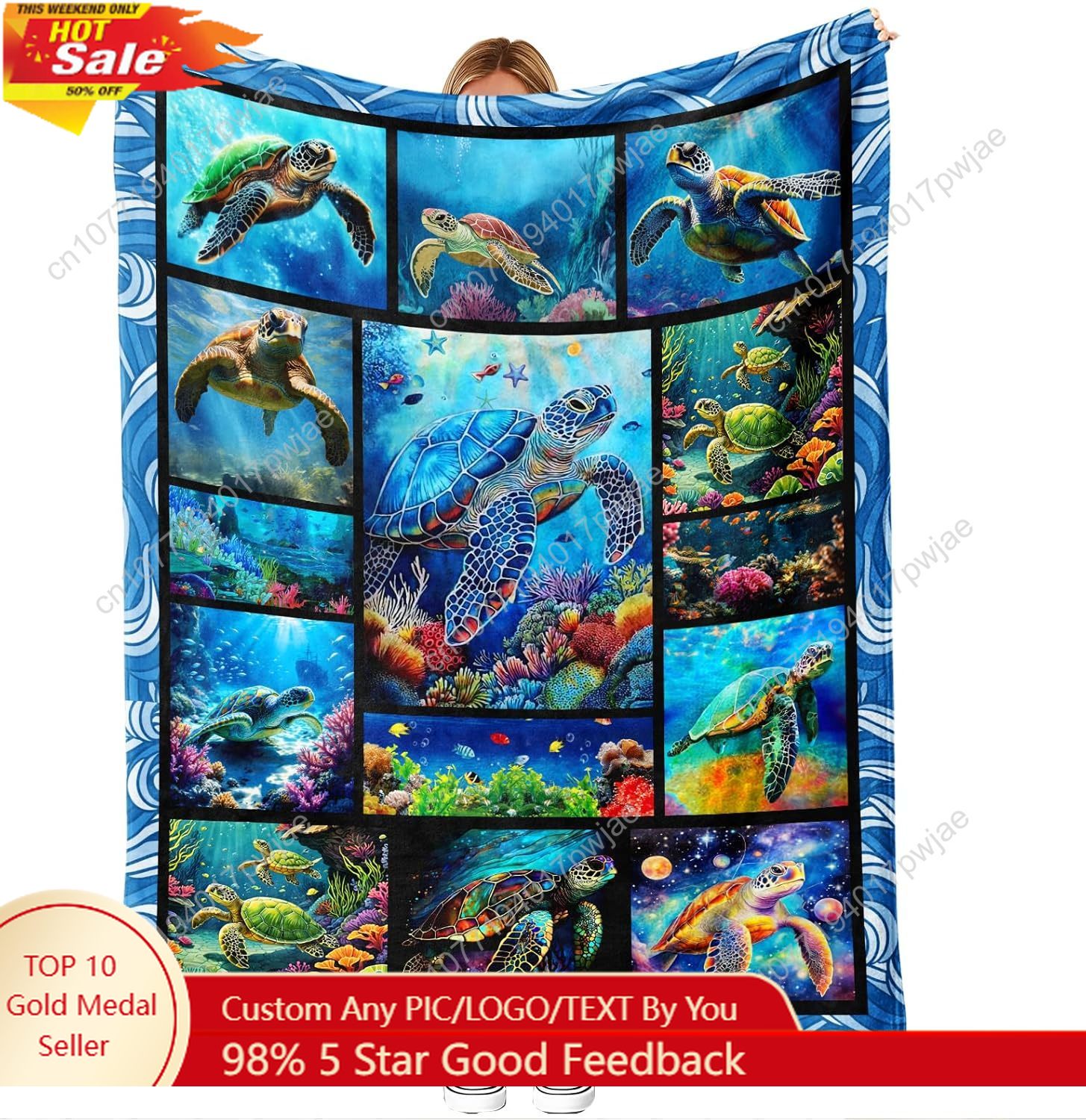 Sea Turtle Flannel Throw Blank - Home Of Textiles ulasan dan harga
