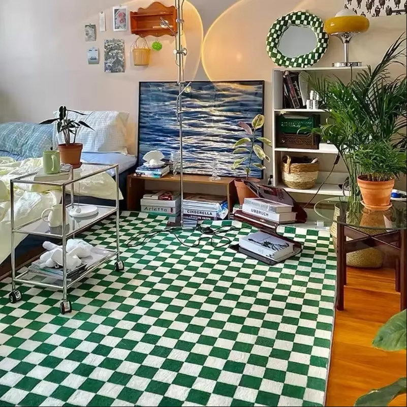 VIKAMA Checkerboard Carpet Liv - Home Textiles Plaid ulasan dan harga