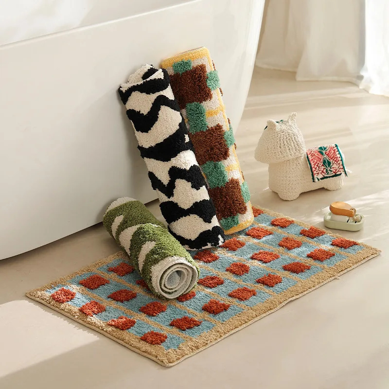 VIKAMA Non-Slip Floor Mat, Pla - Home Textiles Plaid ulasan dan harga