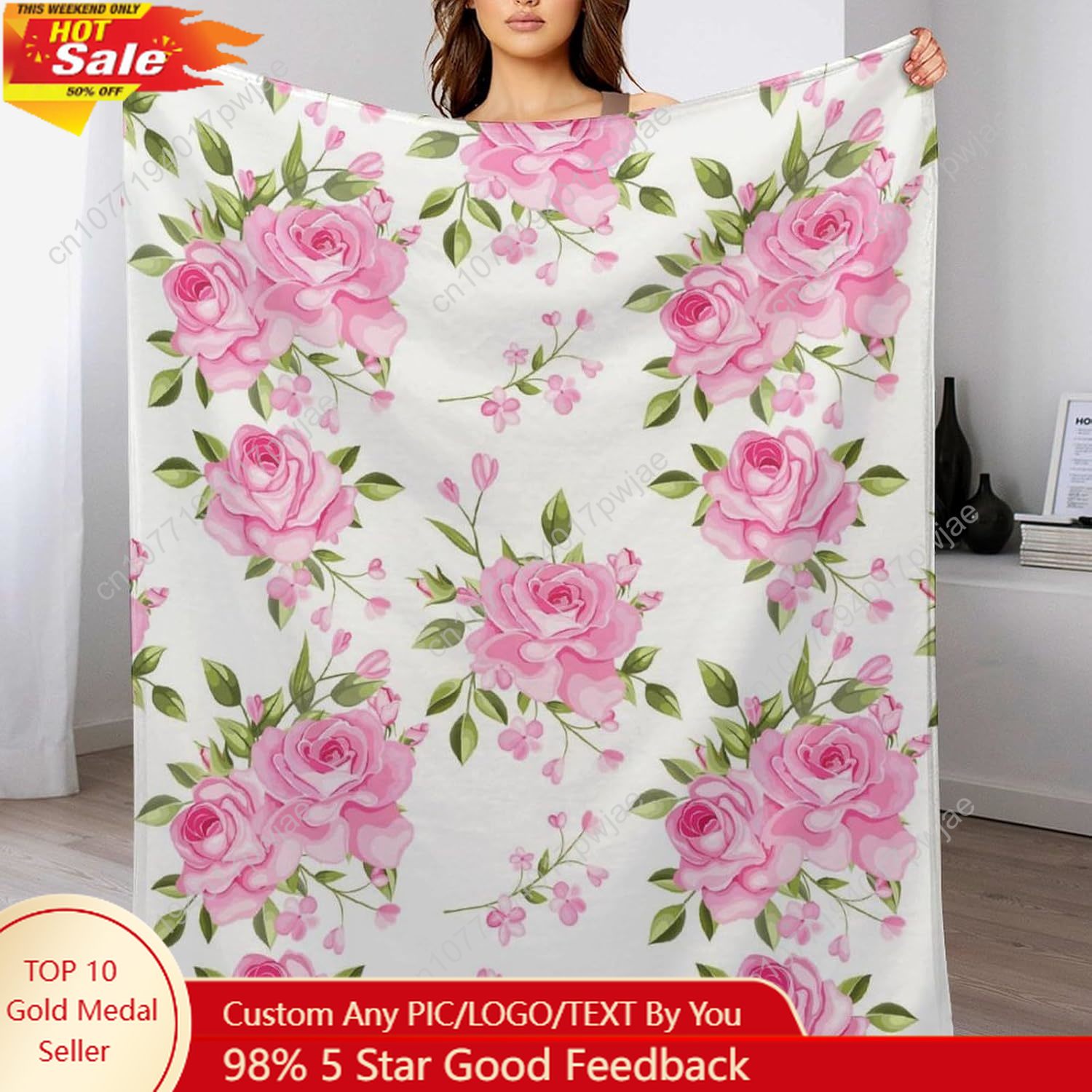 Pink Flower Throw Blanket Flor - Home Of Textiles ulasan dan harga