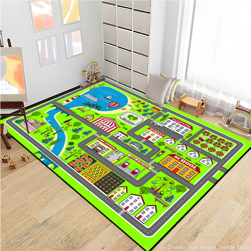 Kids Road Traffic Carpet Carto - Home Textiles Plaid ulasan dan harga