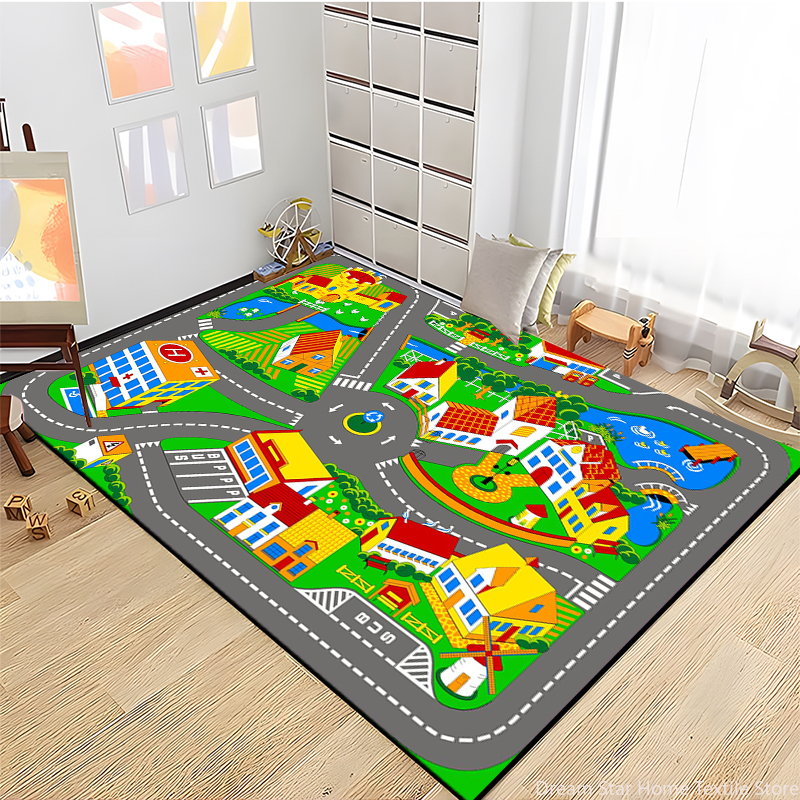 Kids Road Traffic Carpet Carto - Home Textiles Plaid ulasan dan harga