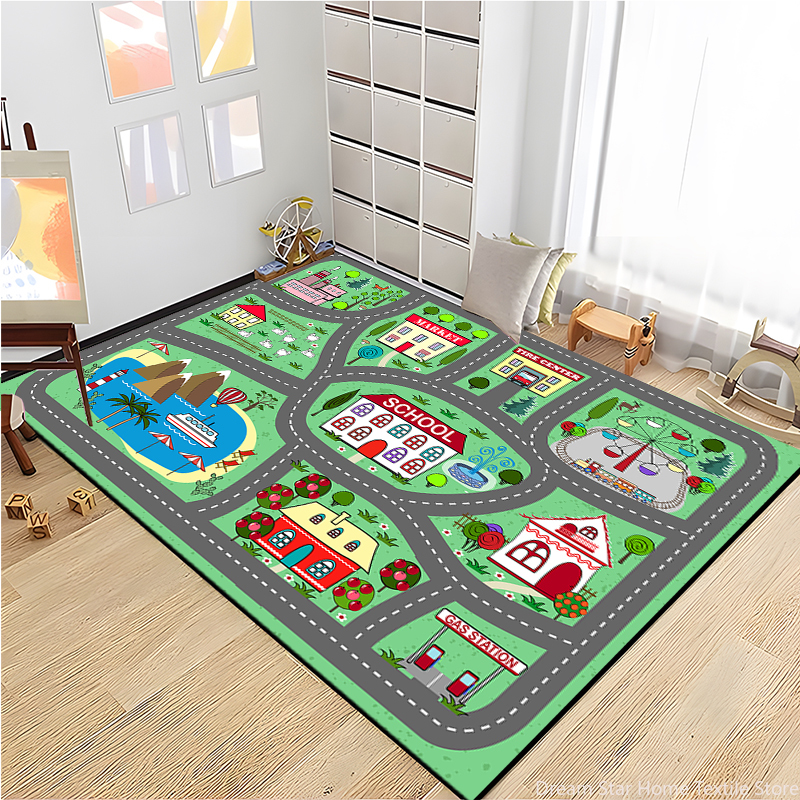 Kids Road Traffic Carpet Carto - Home Textiles Plaid ulasan dan harga