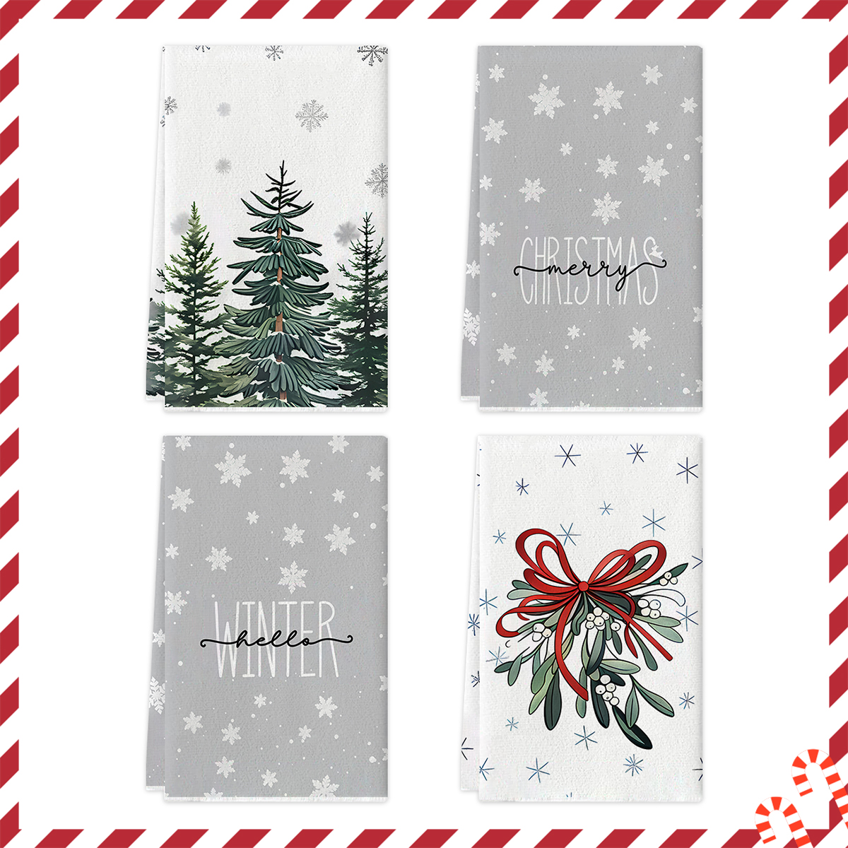 2/4/pcs Christmas Kitchen Towe - Home Textiles Face Towel ulasan dan harga