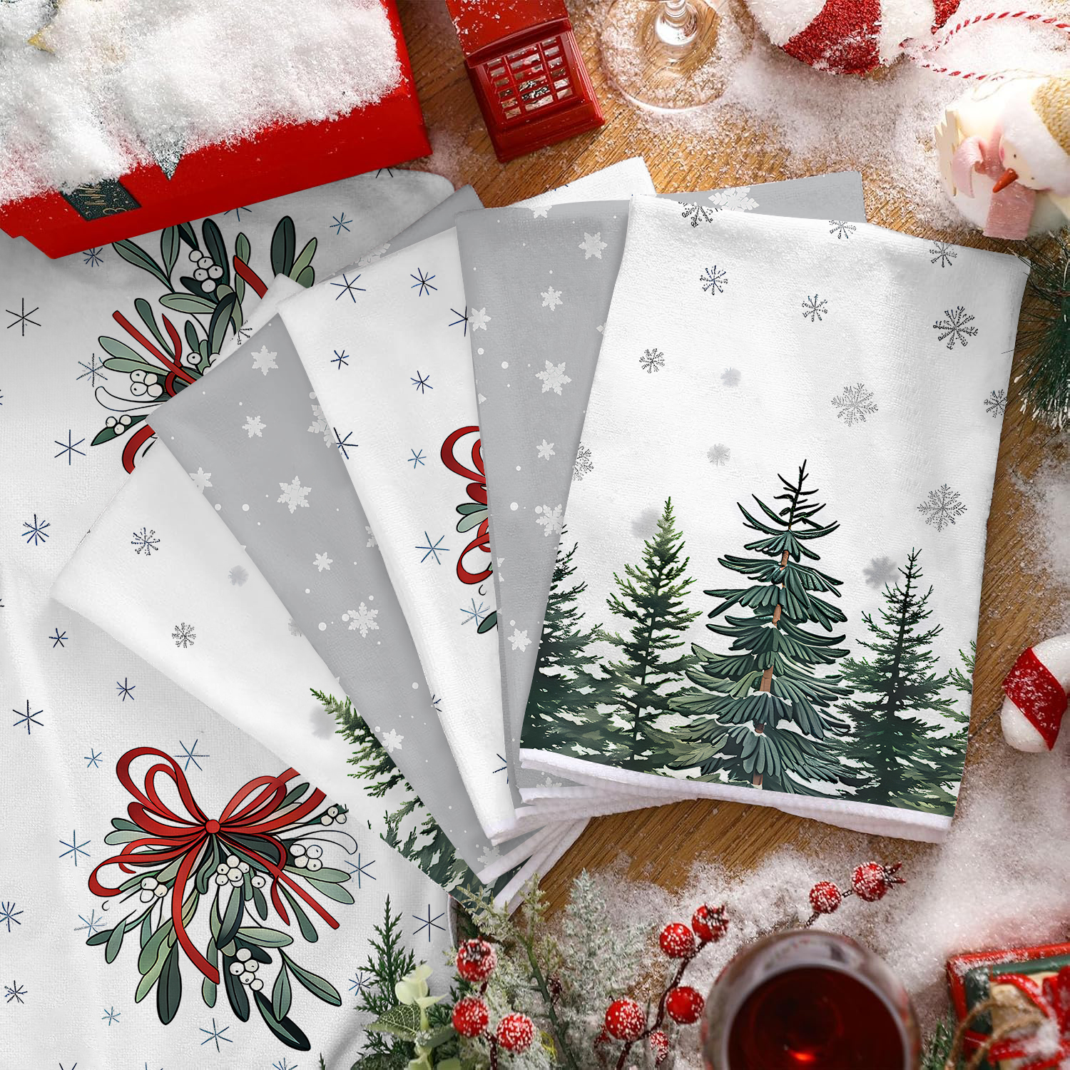 2/4/pcs Christmas Kitchen Towe - Home Textiles Face Towel ulasan dan harga