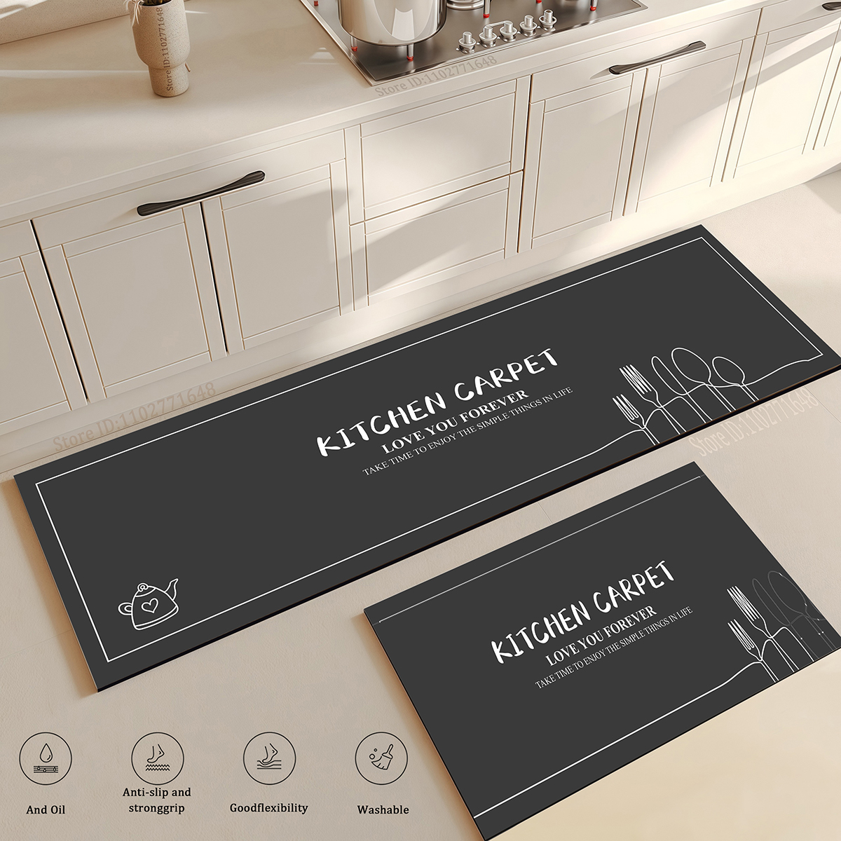 Kitchen Corner Floor Mat  Wate - Home Textiles Plaid ulasan dan harga