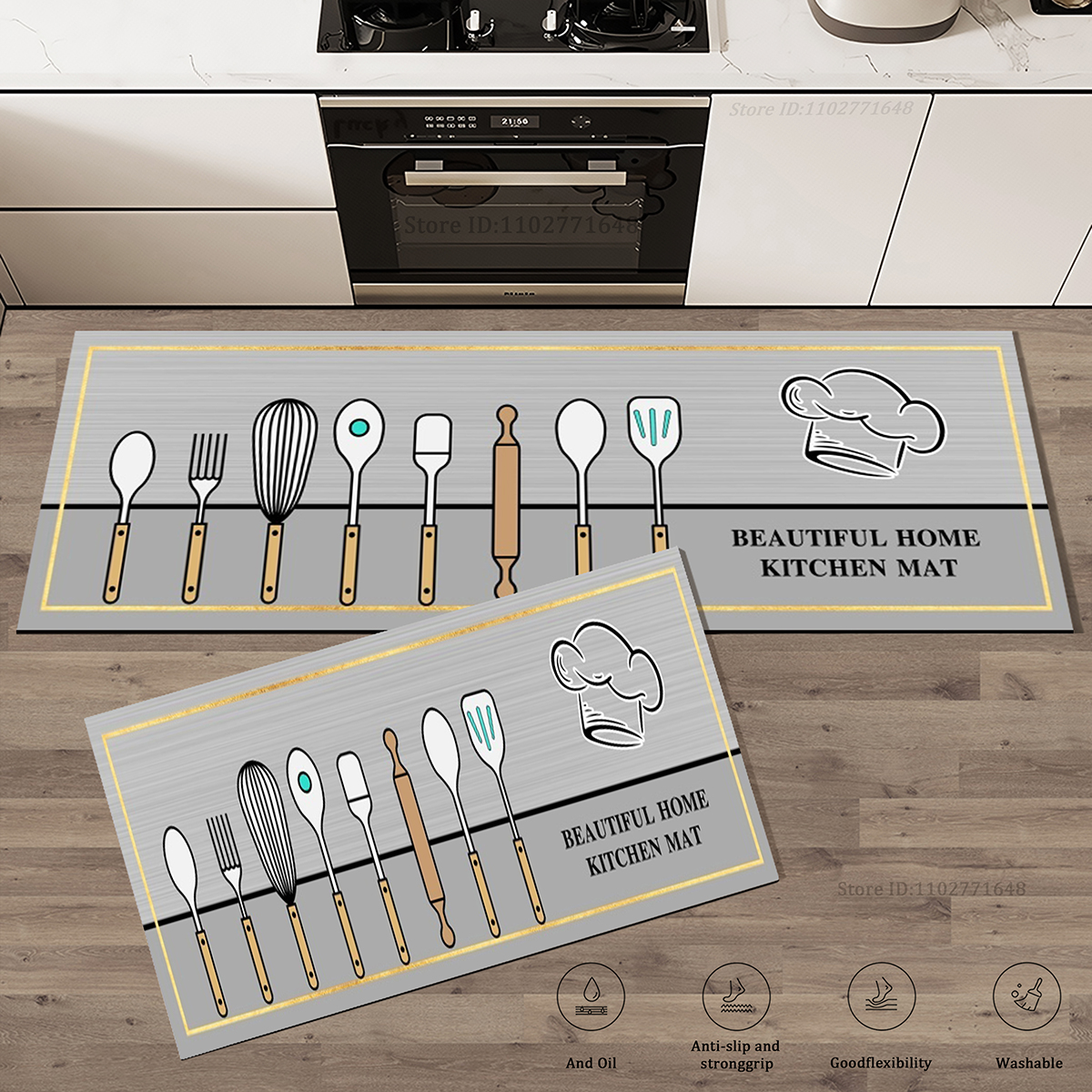 Kitchen Corner Floor Mat  Wate - Home Textiles Plaid ulasan dan harga