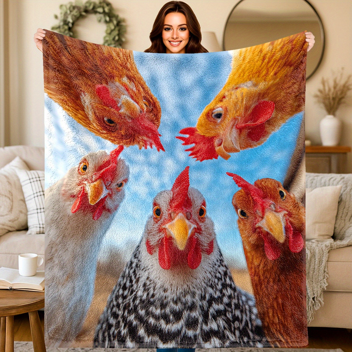 Funny 3D Chicken Face Flannel  - Home Textiles Face Towel ulasan dan harga