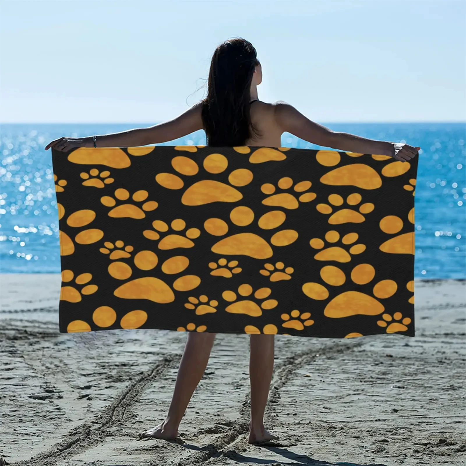 Cat Dog Paw Pattern Print Beac - Home Textiles Face Towel ulasan dan harga