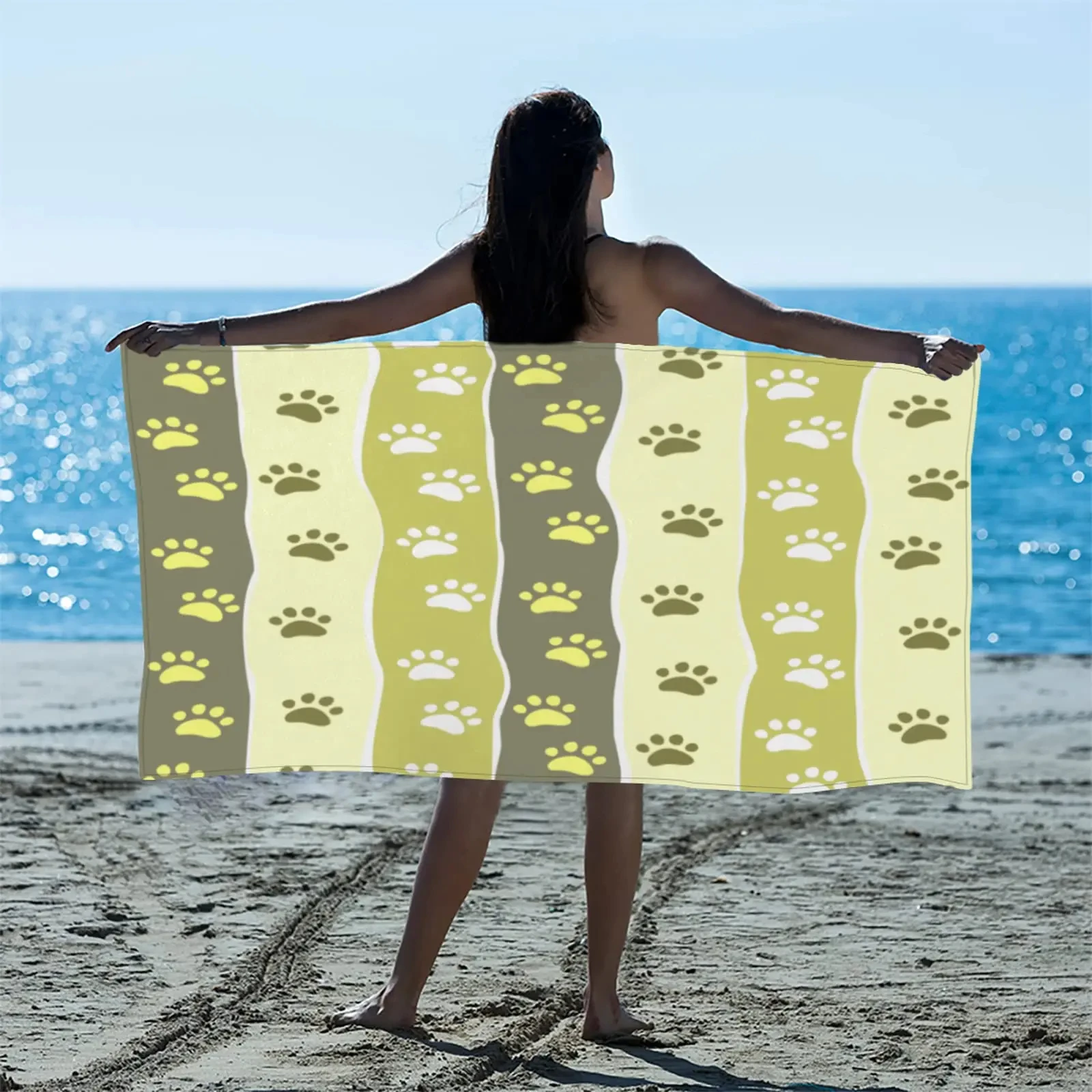 Cat Dog Paw Pattern Print Beac - Home Textiles Face Towel ulasan dan harga