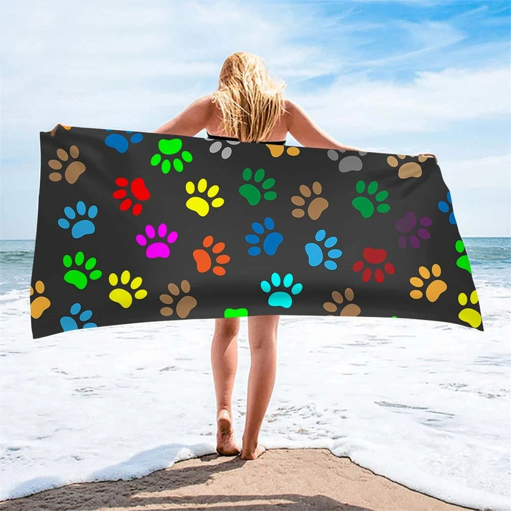 Cat Dog Paw Pattern Print Beac - Home Textiles Face Towel ulasan dan harga