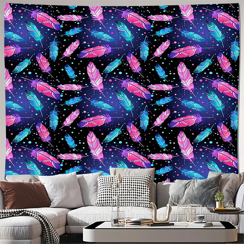 Bohemian Tapestry Feather Wall - Galaxy Home Textiles ulasan dan harga