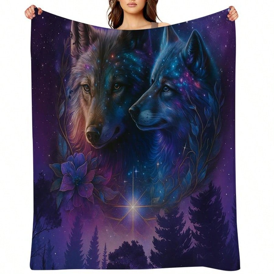 Galaxy Wolf Pattern Flannel pr - Galaxy Home Textiles ulasan dan harga