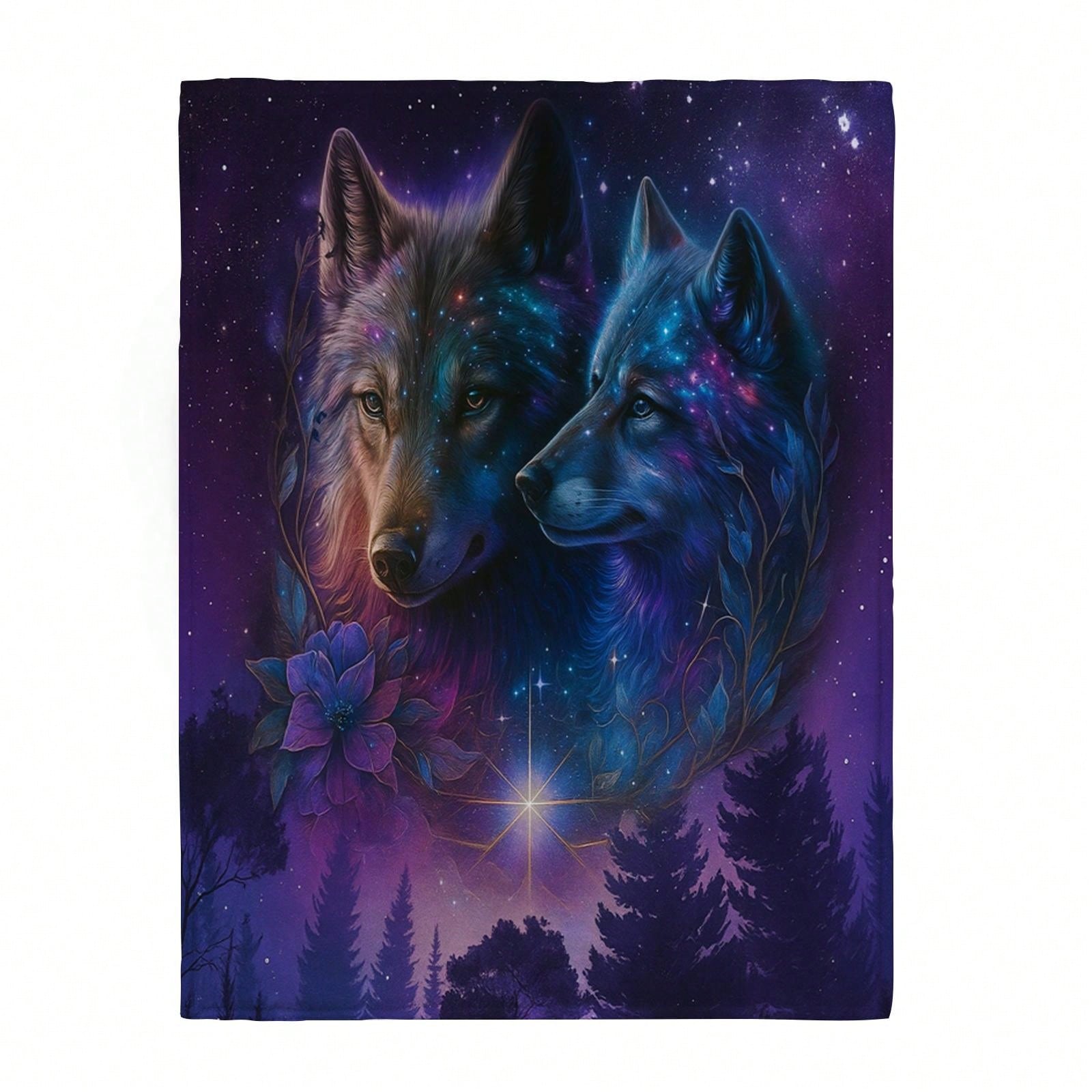 Galaxy Wolf Pattern Flannel pr - Galaxy Home Textiles ulasan dan harga
