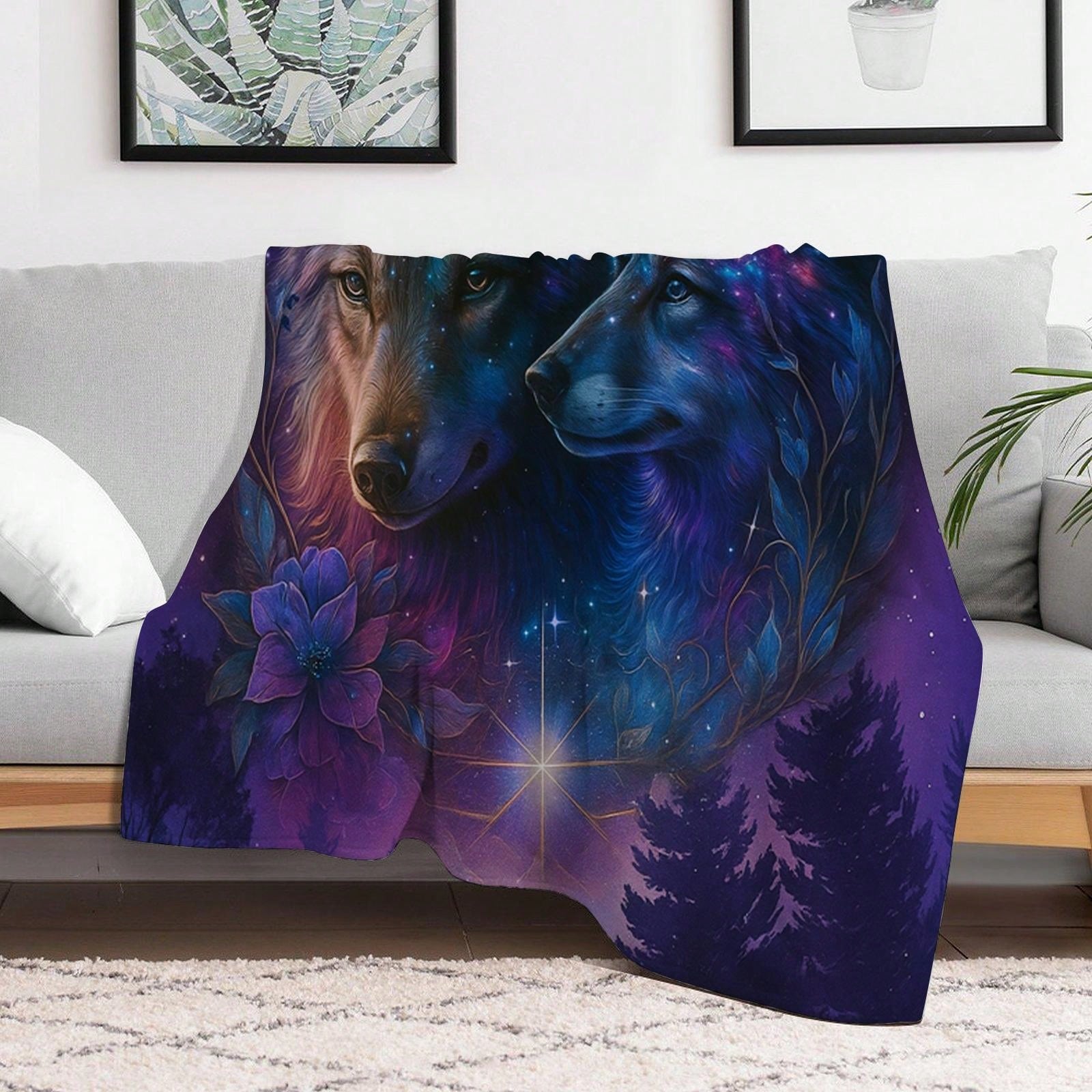 Galaxy Wolf Pattern Flannel pr - Galaxy Home Textiles ulasan dan harga
